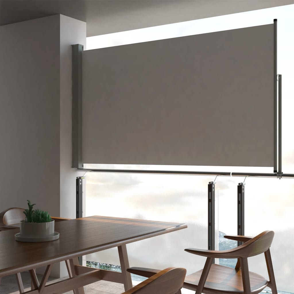 Patio Retractable Side Awning 55.1"x118.1" Gray