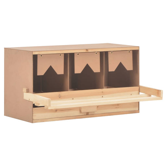 Chicken Laying Nest 3 Compartments 28.3"x13"x15" Solid Pine Wood
