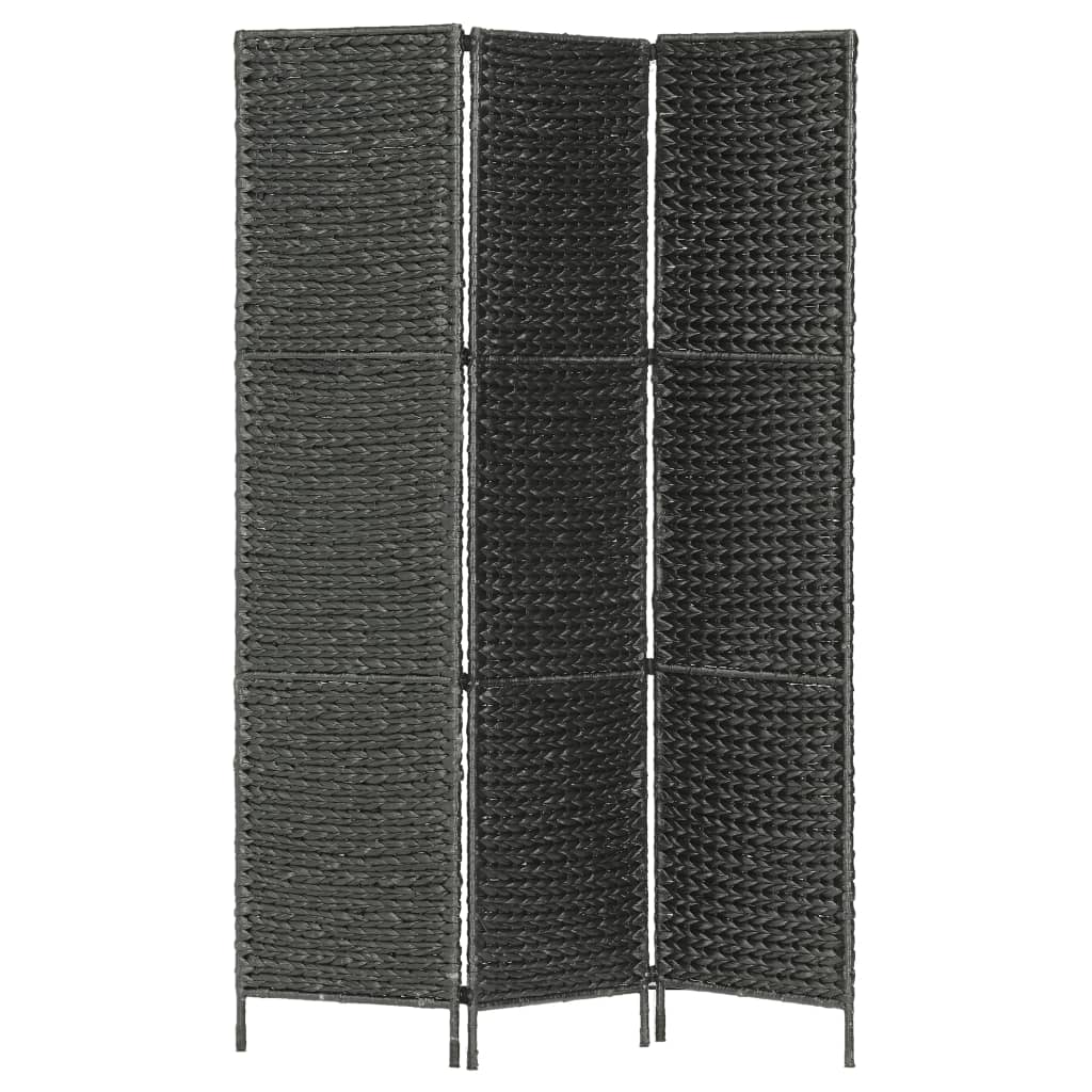 3-Panel Room Divider Black 45.7"x63"  Water Hyacinth