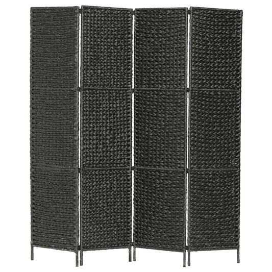 4-Panel Room Divider Black 60.6"x63"  Water Hyacinth