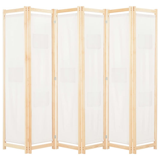 6-Panel Room Divider Cream 94.5"x66.9"x1.6" Fabric