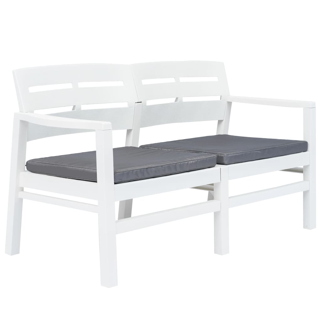 2-Seater Patio Bench with Cushions 52.4" Plastic White