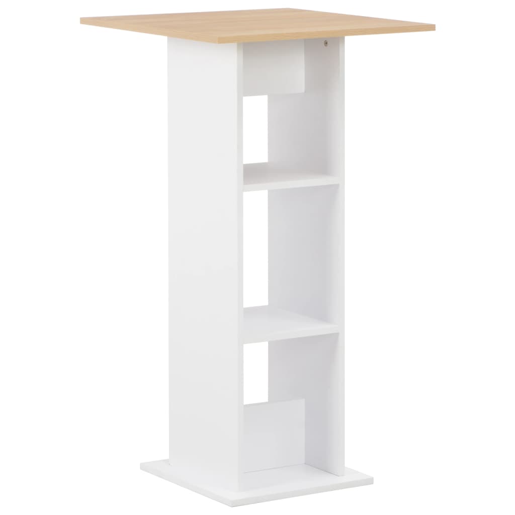 Bar Table White and Sonoma Oak 23.6"x23.6"x43.3"