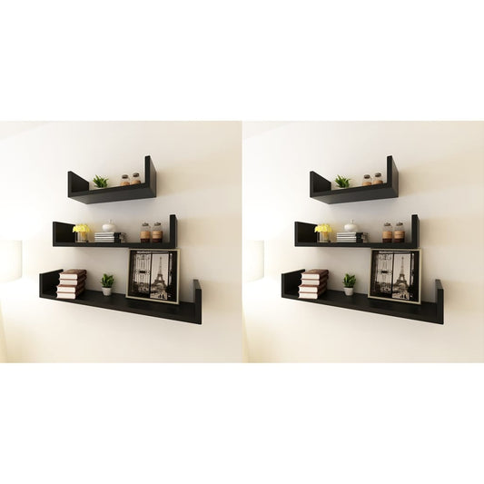 Wall Shelves 6 pcs Black