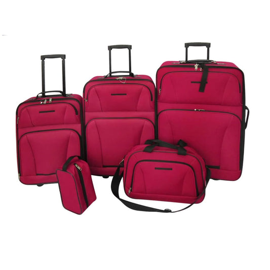 5 Piece Travel Luggage Set Red