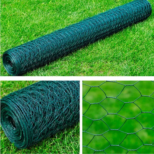 Mesh Fence Galvanized Steel Hexagon 3.3'x82' Dark Green