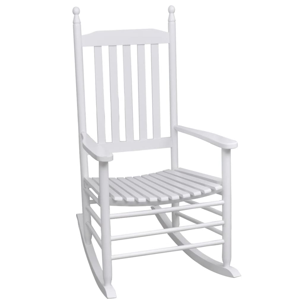 Rocking Chair with Curved Seat White Wood