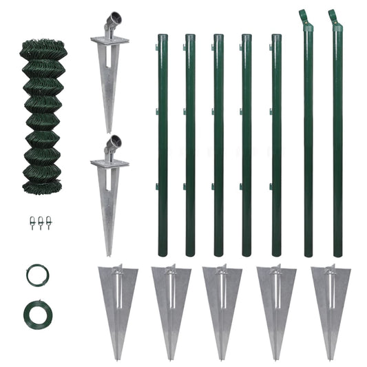 Chain Link Fence with Posts Spike Steel 2.6ftx49.2ft