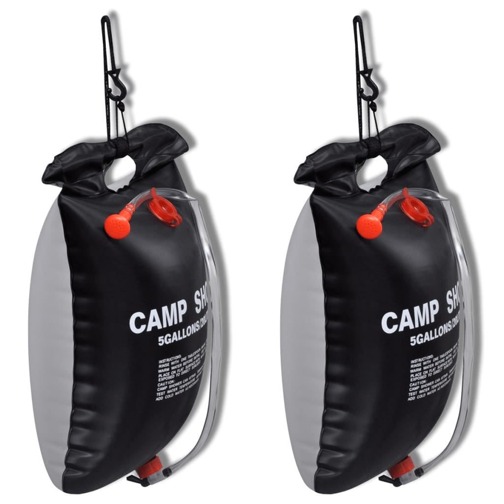 Camp Shower Solar Shower Outdoor Bath 5 gal lqd 2 pcs