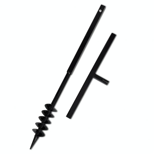 Ground Drill Handle Auger Bit 3.15" Black Double Spirals Steel
