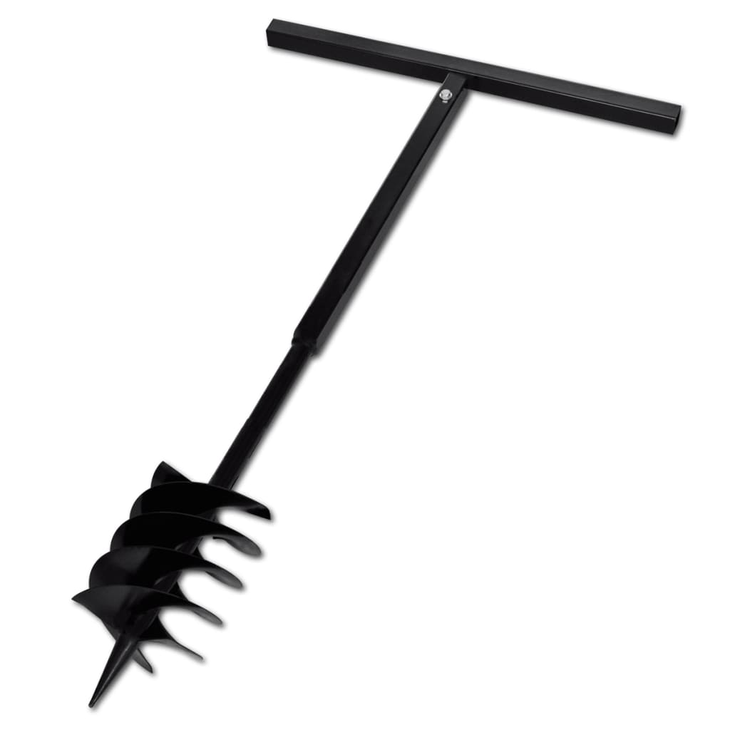 Ground Drill Handle Auger Bit 7.09" Black Three Spirals Steel