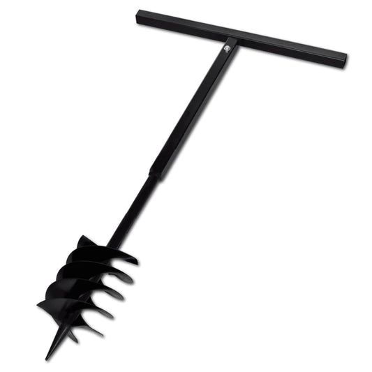 Ground Drill Handle Auger Bit 7.09" Black Three Spirals Steel