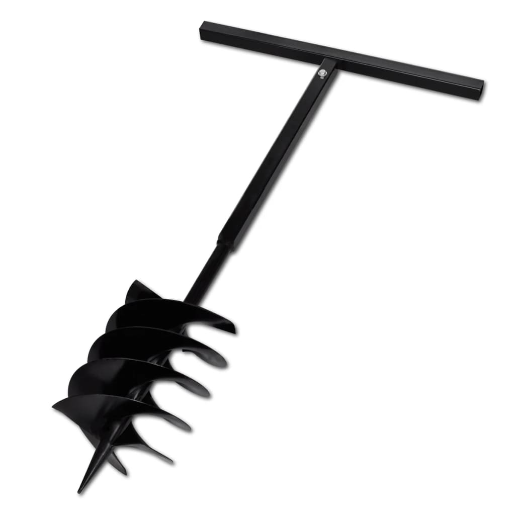Ground Drill Handle Auger Bit 7.87" Black Three Spirals Steel
