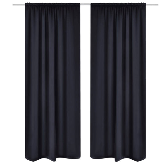 2 pcs Black Slot-Headed Blackout Curtains 53" x 96"