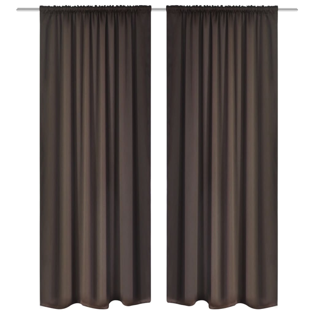 2 pcs Brown Slot-Headed Blackout Curtains 53" x 96"