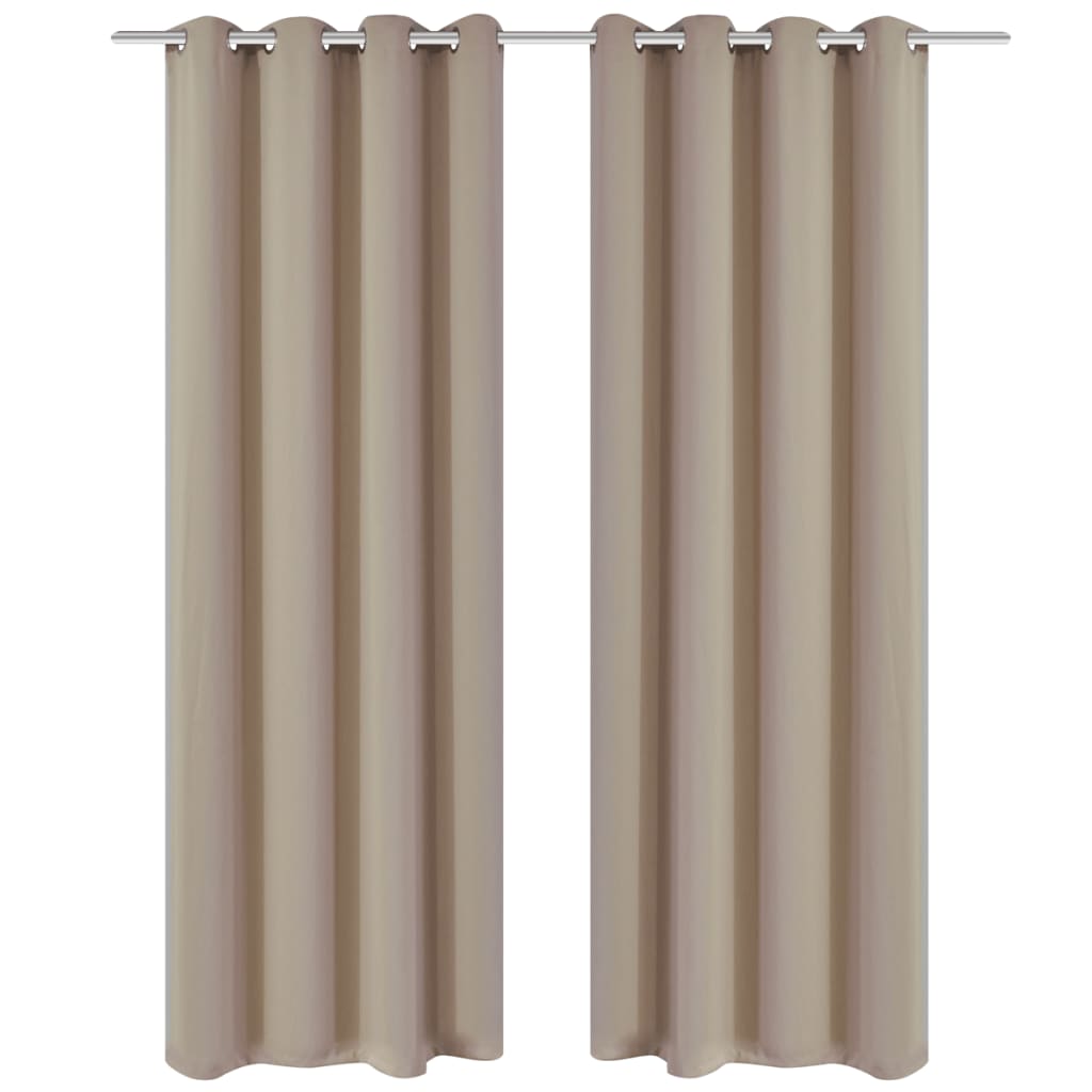 2 pcs Cream Blackout Curtains with Metal Rings 53" x 96"