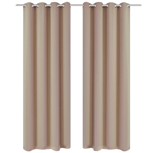 2 pcs Cream Blackout Curtains with Metal Rings 53" x 96"