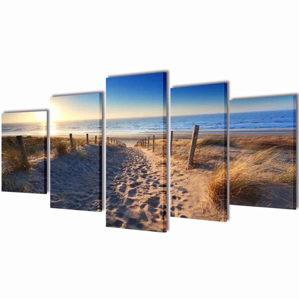 Canvas Wall Print Set Sand Beach 39" x 20"