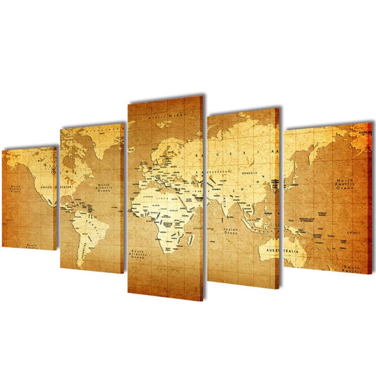 Canvas Wall Print Set World Map 79" x 39"