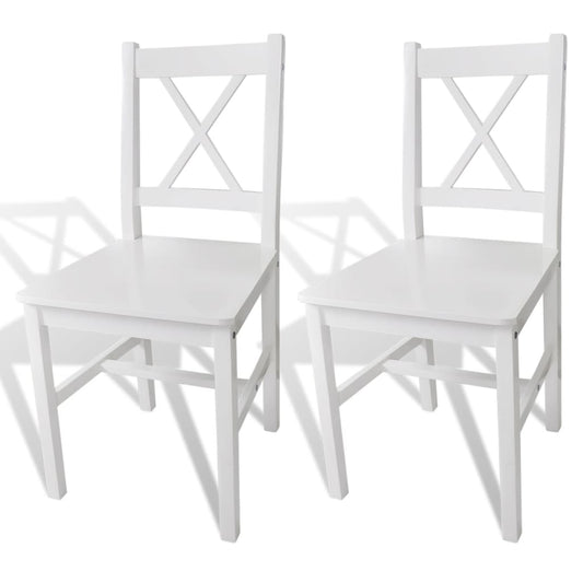 Dining Chairs 2 pcs White Pinewood