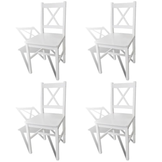 Dining Chairs 4 pcs White Pinewood