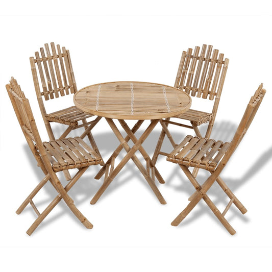 5 Piece Folding Patio Dining Set Bamboo