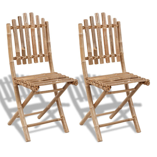 Folding Patio Chairs 2 pcs Bamboo