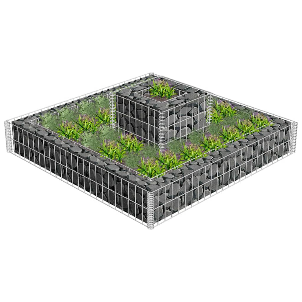Gabion Planter Galvanized Steel 47.2"x47.2"x7.8"