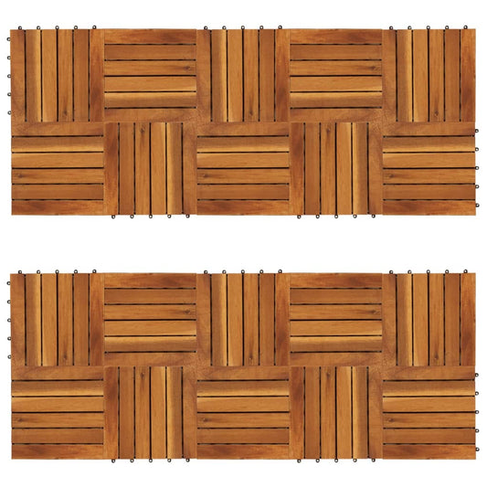 Decking Tiles Vertical Pattern 11.8"x11.8" Acacia Set of 20
