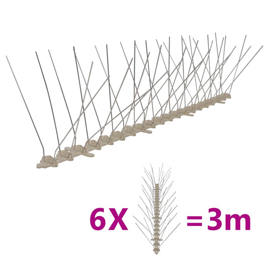 4-row Plastic Bird & Pigeon Spikes Set of 6 10'