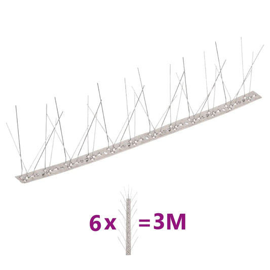5-row Stainless Steel Bird & Pigeon Spikes Set of 6 10'