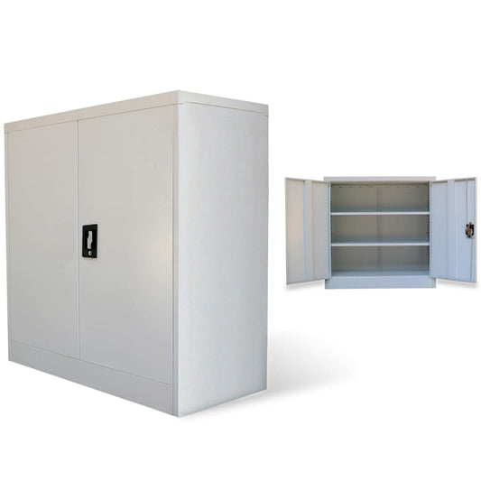 Office Cabinet with 2 Doors Gray 35.4” Steel