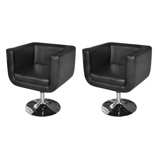Armchairs with Chrome Base 2 pcs Black Faux Leather