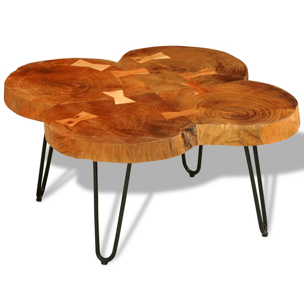 Coffee Table 13.8" 4 Trunks Solid Sheesham Wood