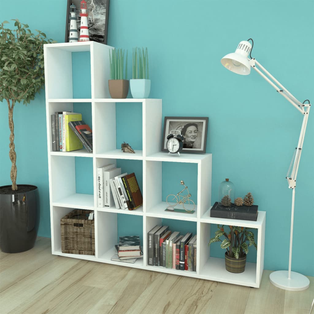 Staircase Bookcase/Display Shelf 55.9" White