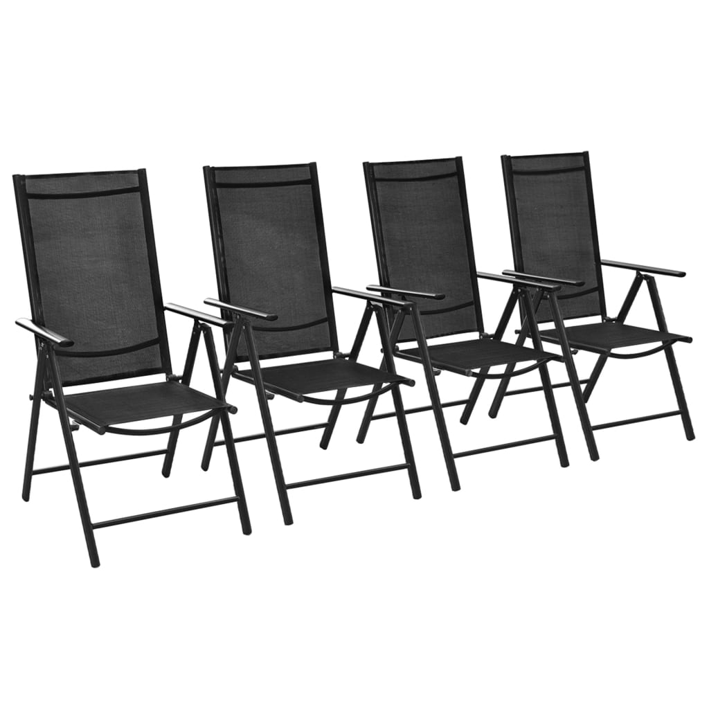 Folding Patio Chairs 4 pcs Aluminum and Textilene Black