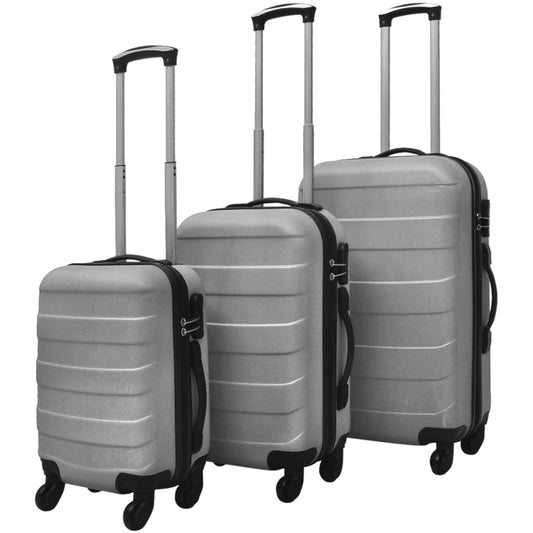 Three Piece Hardcase Trolley Set Silver 17.9"/21.7"/26"