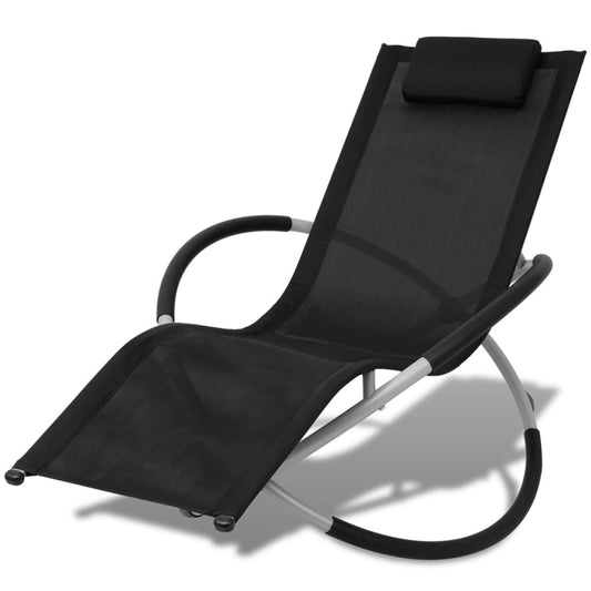 Patio Geometrical Sun Lounger Steel Black and Gray