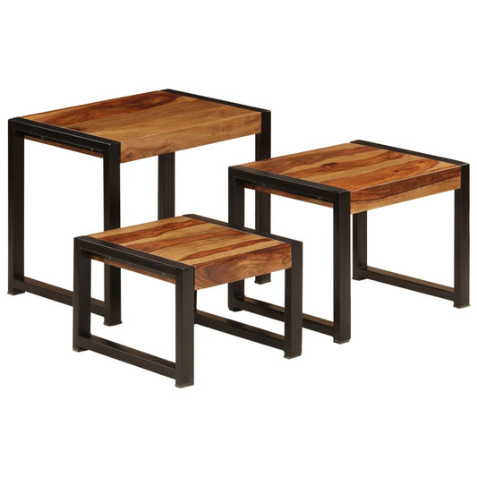 Nesting Tables 3 pcs Solid Sheesham Wood