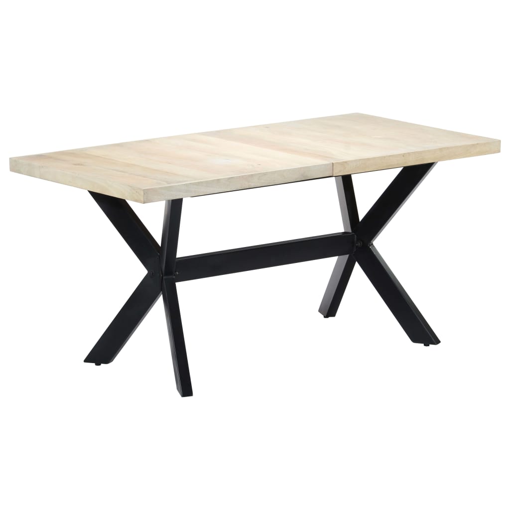 Dining Table White 63"x31.5"x29.5" Solid Mango Wood