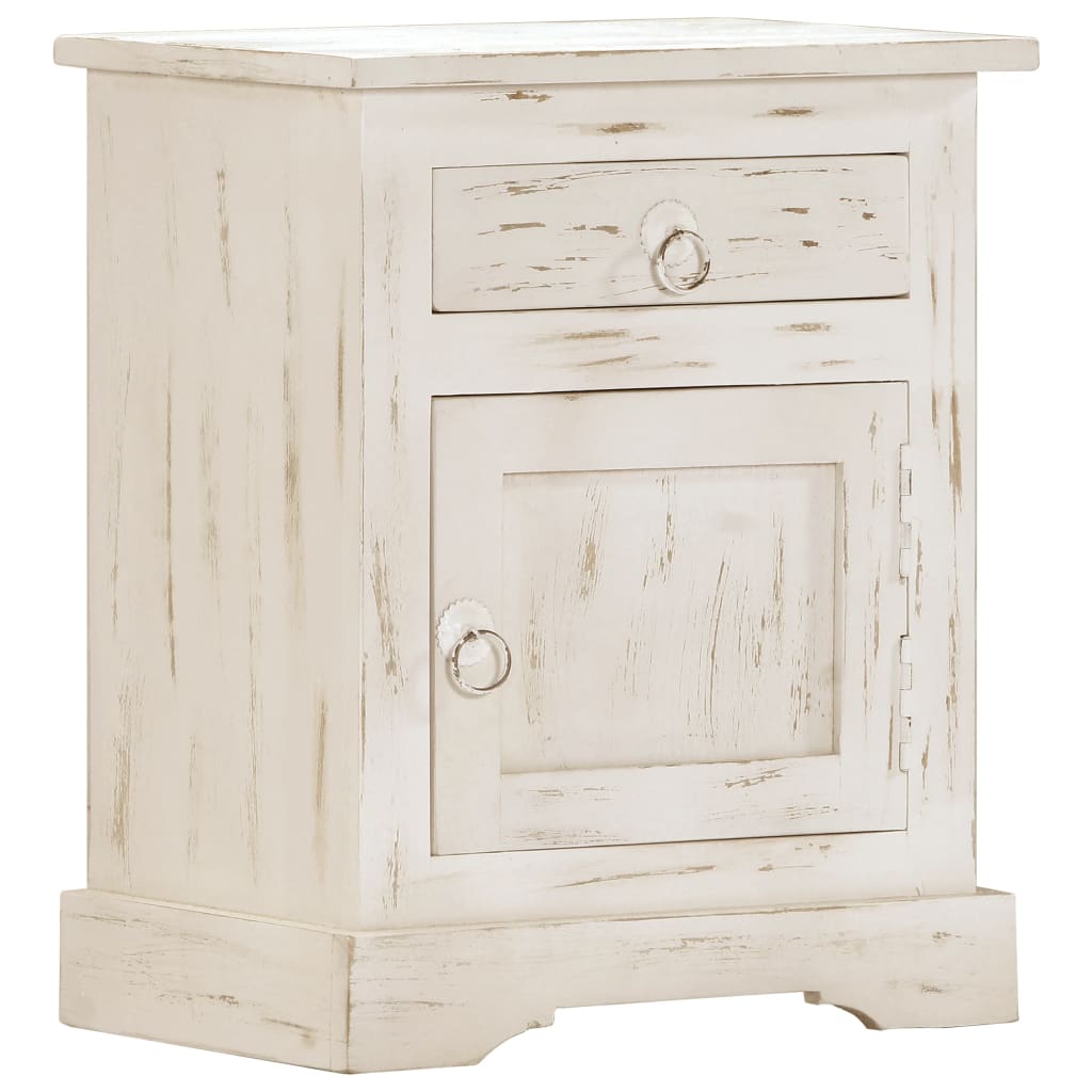 Bedside Cabinet White 15.7"x11.8"x19.7" Solid Mango Wood