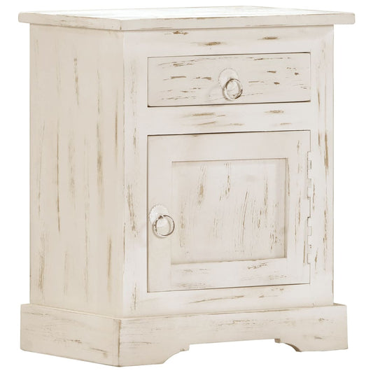 Bedside Cabinet White 15.7"x11.8"x19.7" Solid Mango Wood