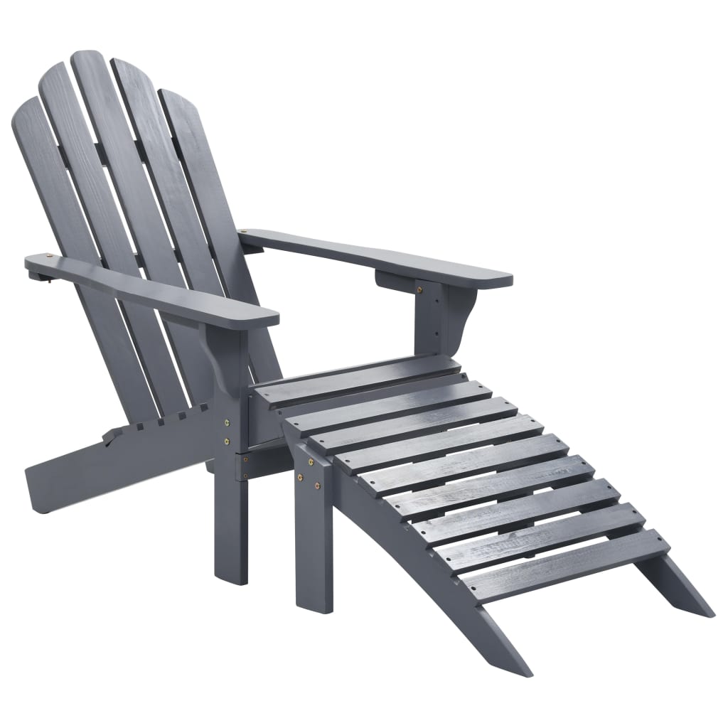 Patio Chair with Ottoman Wood Gray