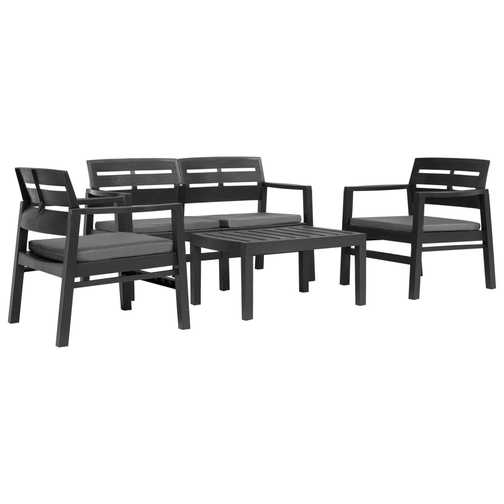 4 Piece Patio Lounge Set Plastic Anthracite