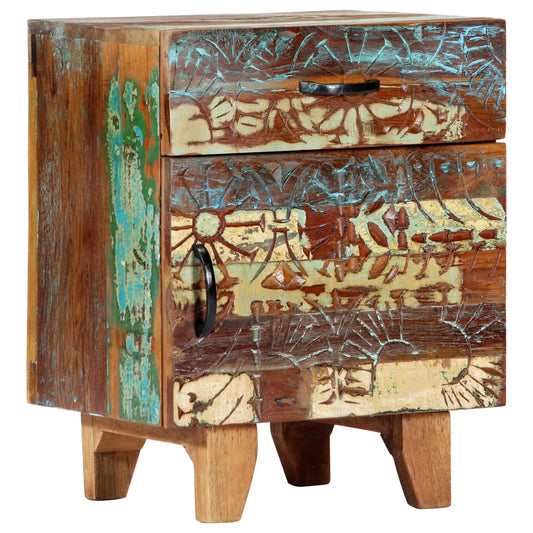 Hand Carved Bedside Cabinet 15.7"x11.8"x19.7" Solid Reclaimed Wood
