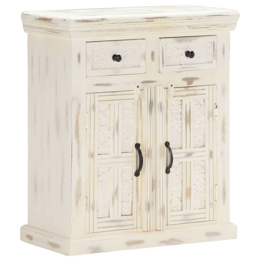 Sideboard White 25.6"x11.8"x29.5" Solid Mango Wood
