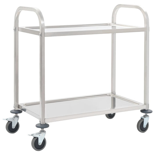 2-Tier Kitchen Trolley 37.4"x17.7"x32.9" Stainless Steel