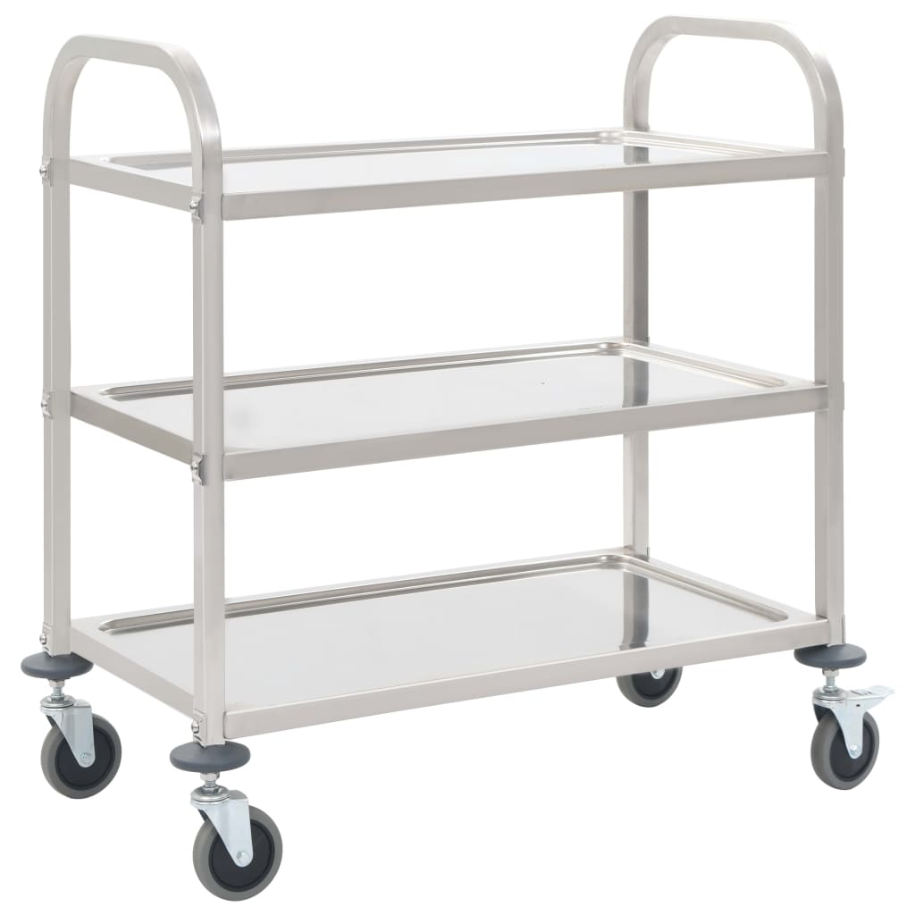 3-Tier Kitchen Trolley 38"x21.7"x35.4" Stainless Steel