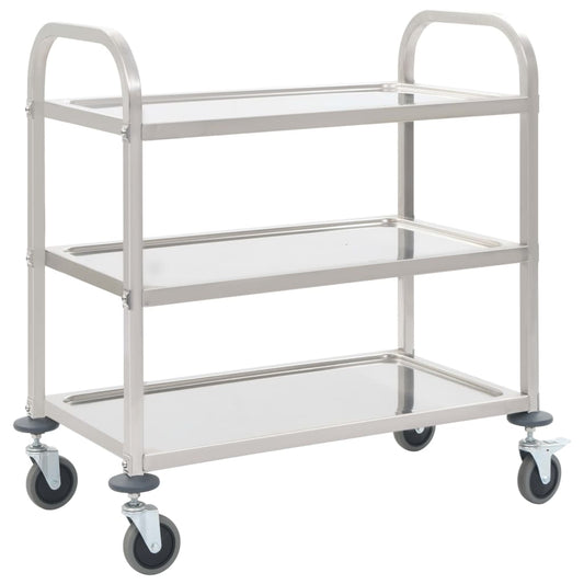 3-Tier Kitchen Trolley 38"x21.7"x35.4" Stainless Steel