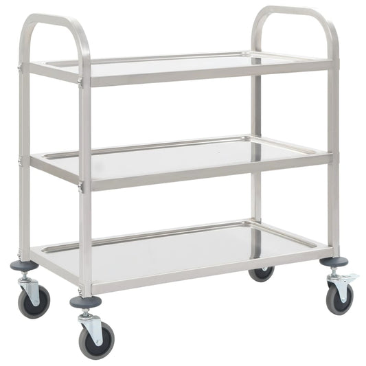 3-Tier Kitchen Trolley 37.4"x17.7"x32.9" Stainless Steel